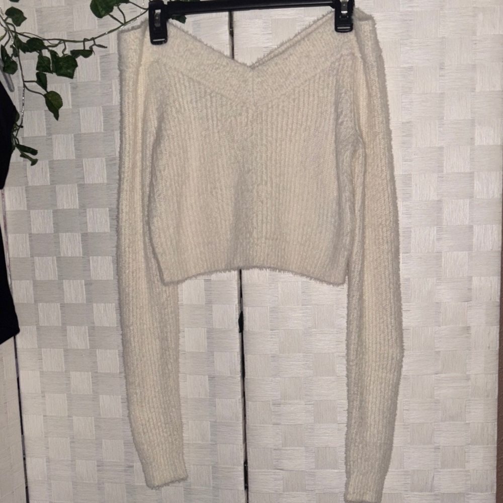 Cozy White V-Neck Sweater
